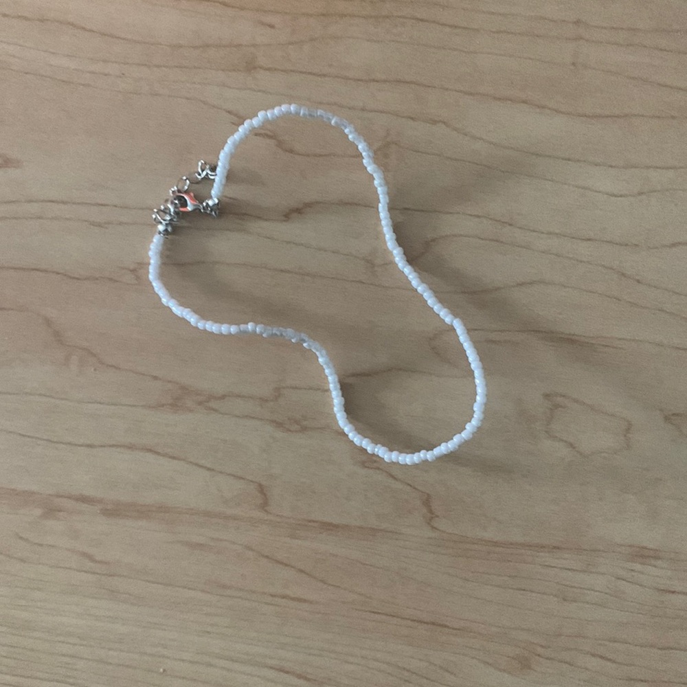 white beaded necklace